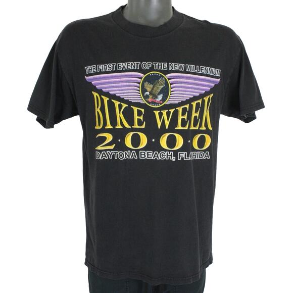 Vintage Y2K Daytona Bike Week 2000 Eagle Double Sided Biker T-Shirt Mens L - Picture 1 of 5